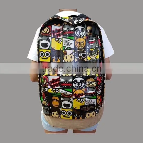 2016 New Arrival Products Bros Family Pattern PVC Waterproof School Backpack