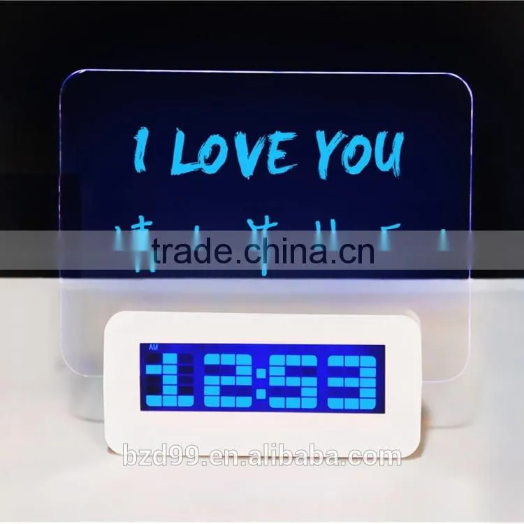 New Promotional Multi-functional USB HUB Electronic Digital Timer Transparent LCD LED Memo Board Alarm Clock