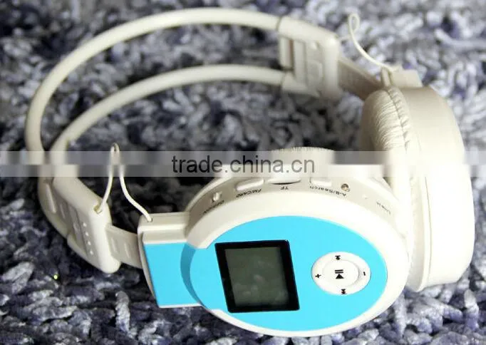wireless stereo headphone with sd card slot with LCD screen