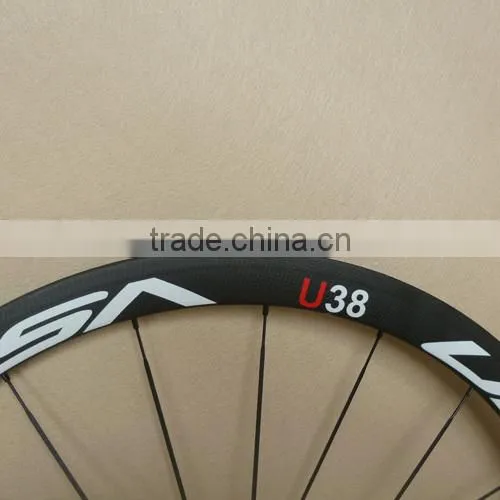 UDELSA Carbon Wheels 38mm Tubular 23mm Wide Road Bike Wheelset bladed spokes