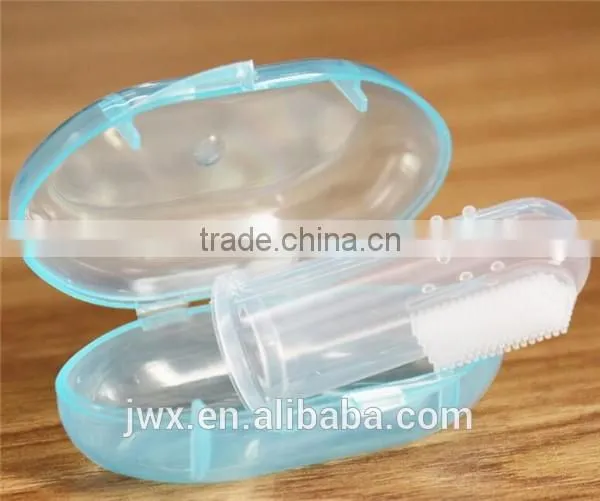 Non-toxic silicone baby toothbrush with hygienic box packaging