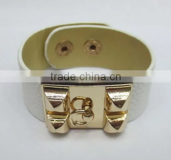 Leather ID bracelet stainless steel bracelet warpped handmade bracelet