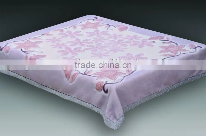 100% polyester printed and special carving raschel blanket 5kg