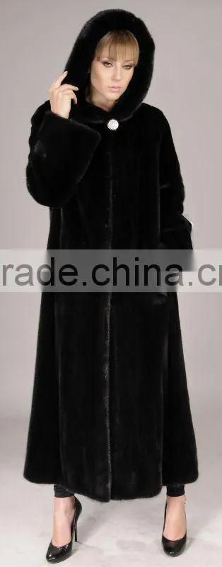 full length black mink fur coat