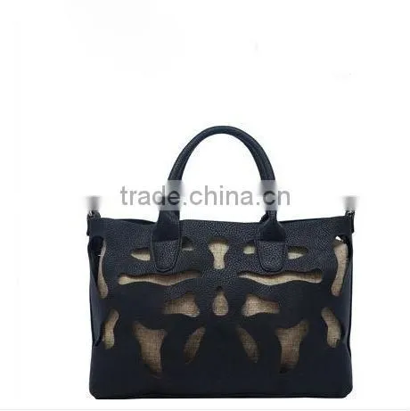 Carved senior cotton lun hollow out leather bag woman leather handbag made in china2014