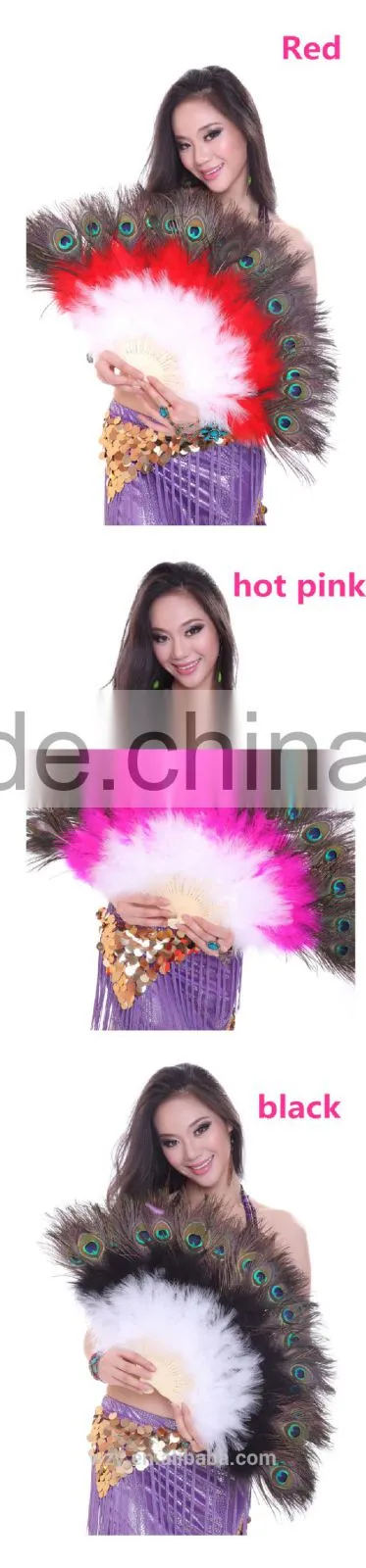 Turkey Feather and peacock feather Belly Dance feather hand fans