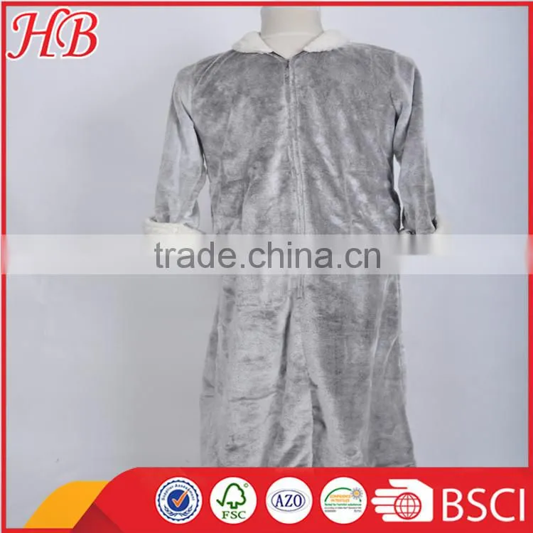 high quality flannel fleece zip bathrobe