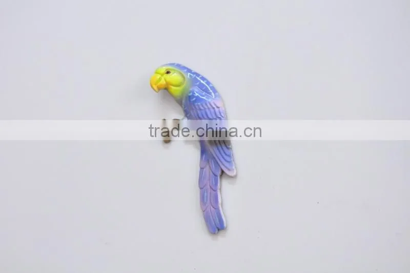 5 inch Plastic Pearl Powder Flat Parrot Birds Fridge Magnet, Handicraft Wall Hanging