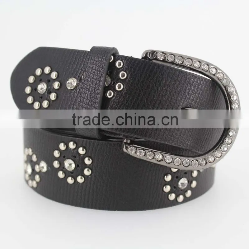 Women's Fashion flowermetal studded jeans belt with shiny rhinestone accessories in Chinese factory