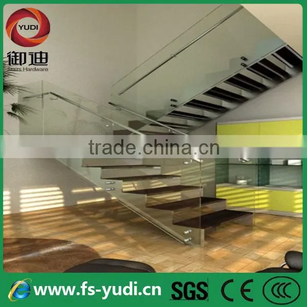 modern straight glass wood stairs for indoor attic design