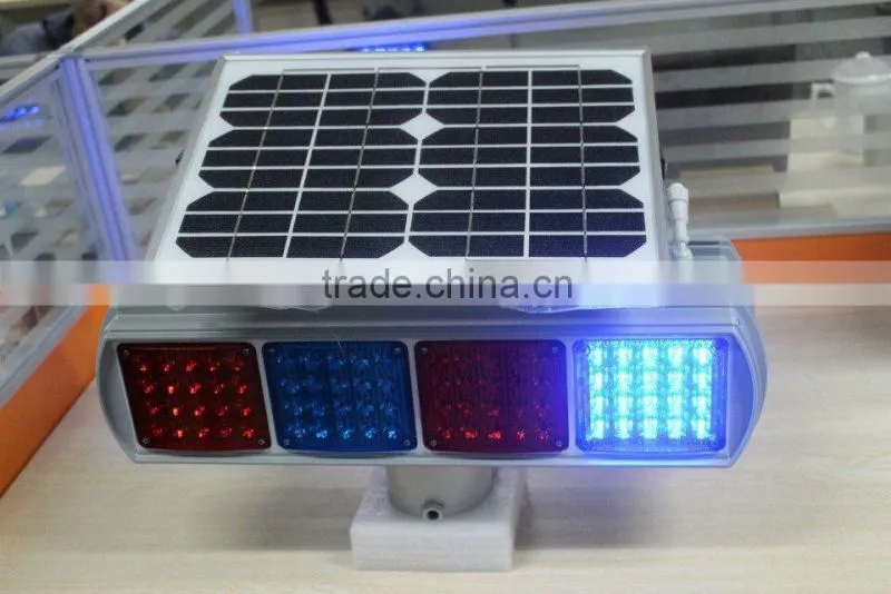 Super bright two-sided solar power system flashing warning light