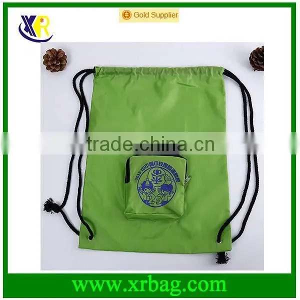 Top Quality Foldable Drawstring Bag Folded In Pouch With Logo