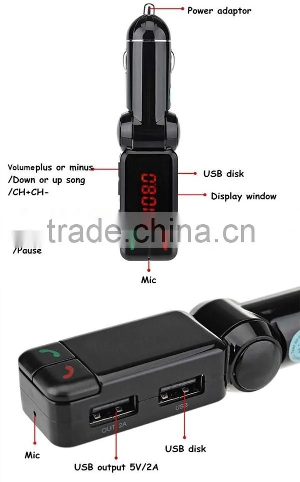 LCD Display TF card Car MP3 Audio Player Bluetooth FM Modulator USB Charger for iPhone Samsung