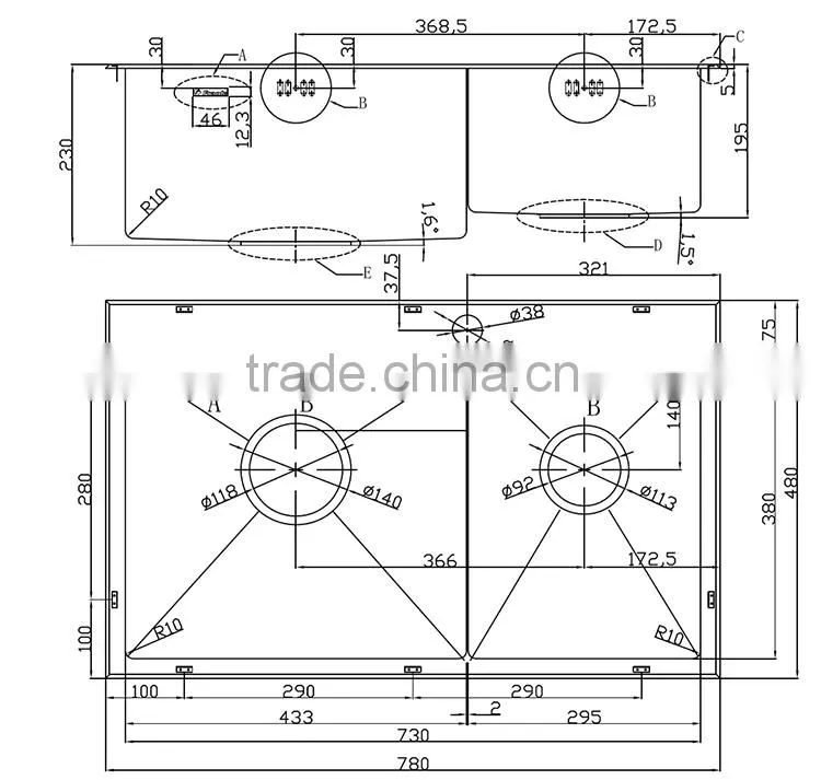 equal double bowl stainless steel handmade kitchen sink