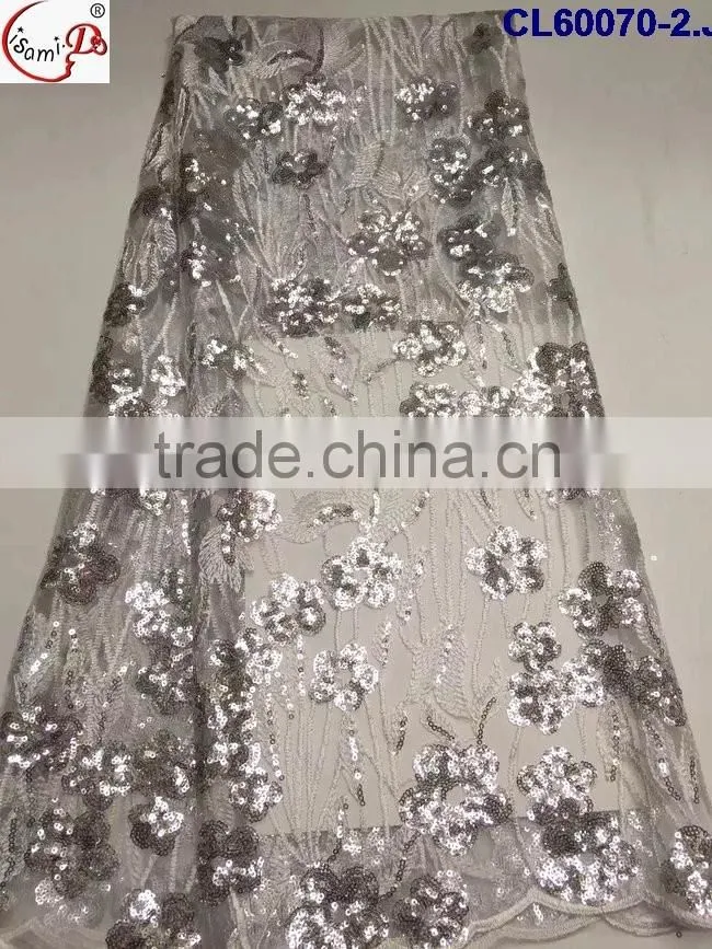 CL60070 Top grade quality fashionable net emboridery lace with sequins,french lace fabric dress fabric