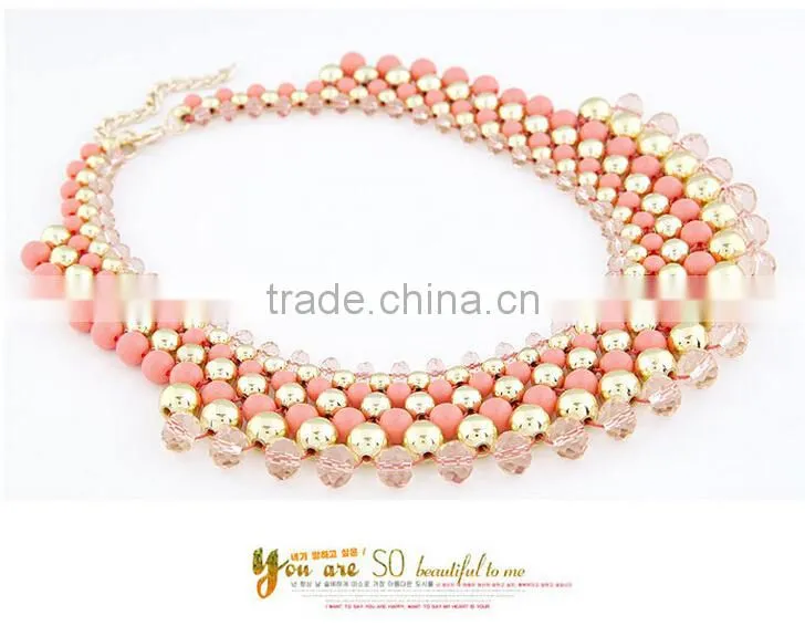 Fashion Jewelry Europe and America Fashion Elegant Shining All-match Crystal and Resin Alloy Charm& Statement Necklace in Stock