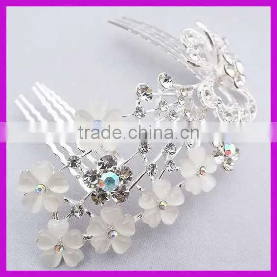 Luxurious rhinestone butterfly bridal hair comb for bride manufacturers China supplier BY 1871