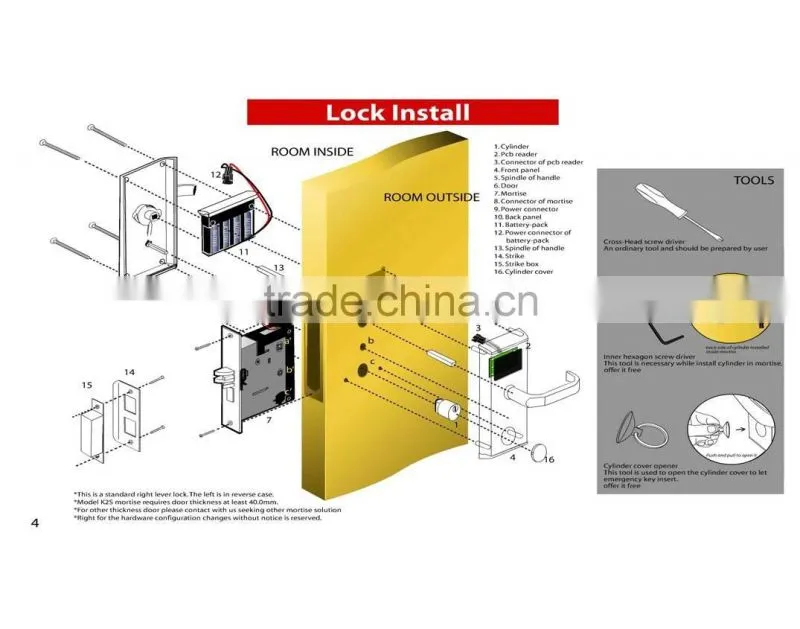 zinc alloy IC/ID card hotel door lock.RFID card hotel lock,hotel door lock