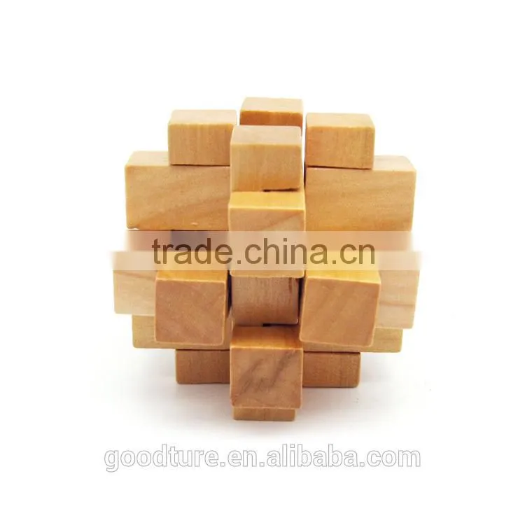 2015 Hot Sale Wooden IQ Intelligent Puzzle Magic Puzzle Kongming Lock Brain Teaser Model Number GAD1074