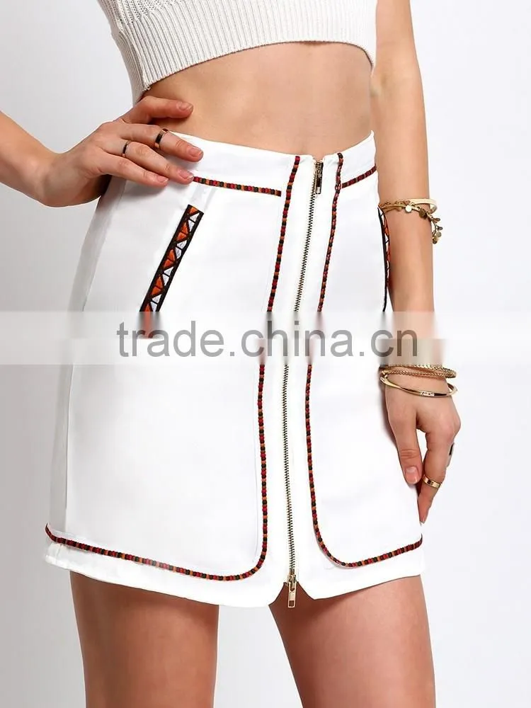 white simple a-line 2016 latest fashion micro mini skirt of women