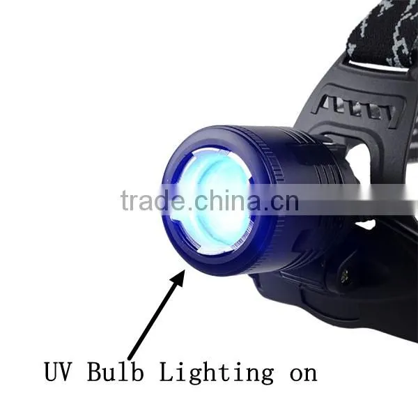 Bright White headlight High Power UV Headlamp Rechargeable Multifunction headlamp