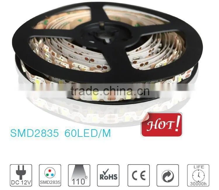 7.2W/M DC12V SMD2835 IP20 60LED/M 600~720LM/M Flexible Led Strip light