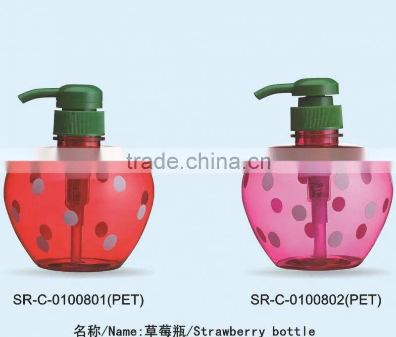 500ml Strawberry shaped dot body lotion spray bottle shampoo plastic empty container