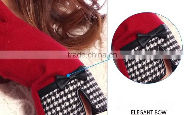 Classic ladies colors smartphone wool knitted gloves