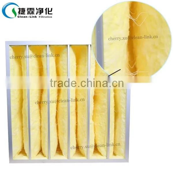 High temperature synthetic medium effficiency fiberglass bag filter