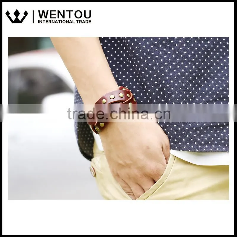 Wholesale Fashion European Vintage Leather Wrap Bracelet
