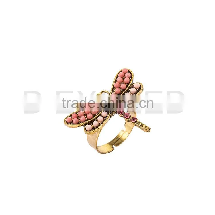 Fashion butterfly 18k gold ring for customer