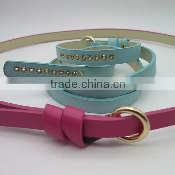Lady's fashion skinny belt with eyelet