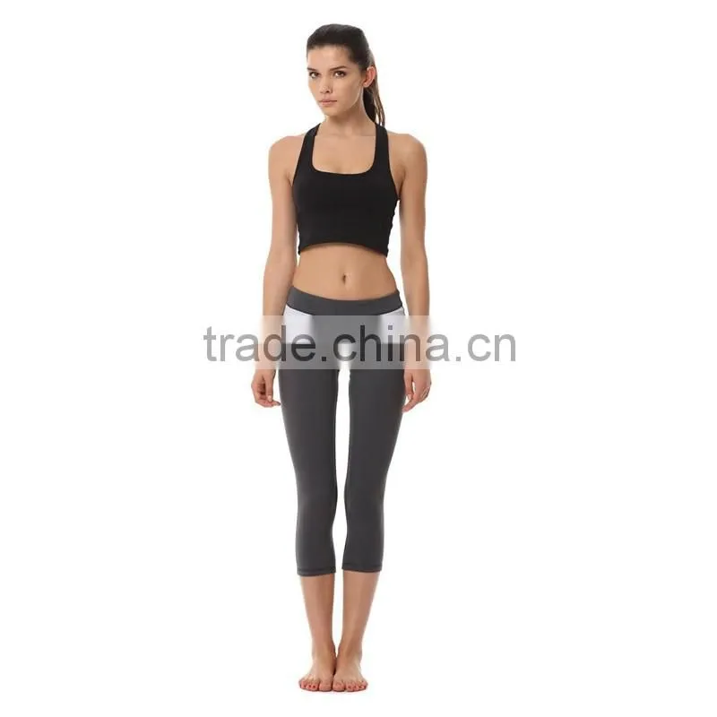 2016 Factory manufacturer 3/4 length mix color on waist women workout leggings