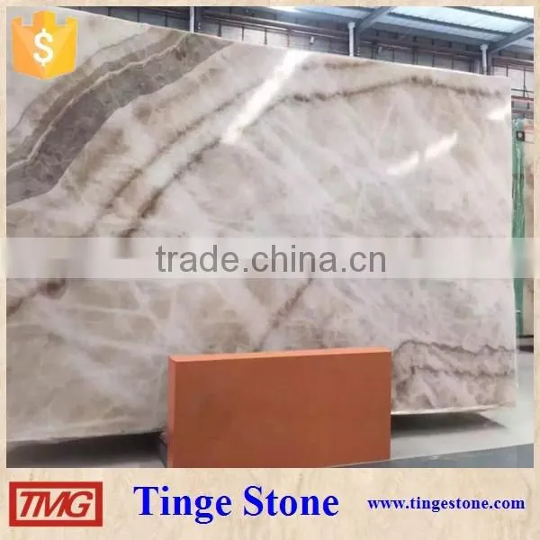 Elegant wood grain onyx slab on hot sale