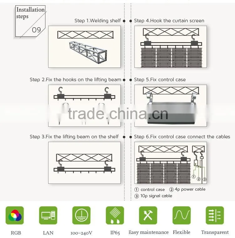Outdoor/Indoor Programmable P12 LED Decorative curtain display lights for show and wedding stage