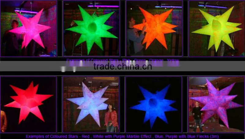 2016 factory direct sale color changing inflatable adevrtising hanging star, inflatable led stars for sale