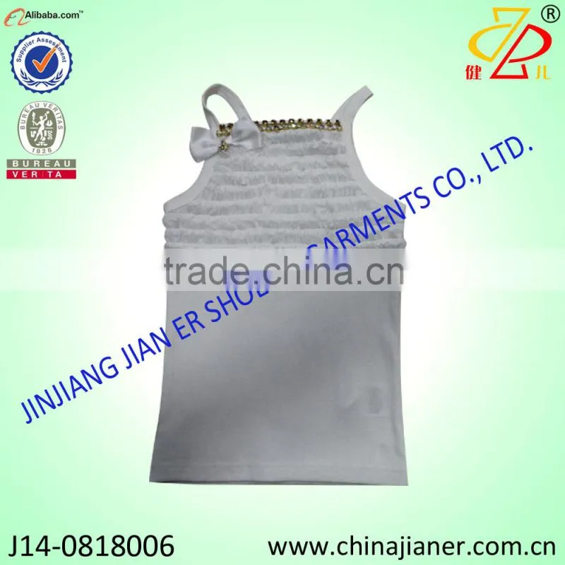 new design rose color sleeveless wholesale OEM girls t shirt