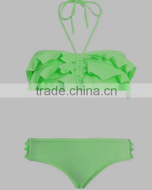Latest fashion ruffles sexy kids bikini with various colours