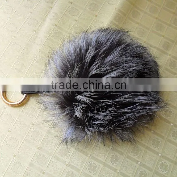 Cute Fashion Wholesale Real Fluffy Fox fur Pompon Ball Keychain with Cheap Price