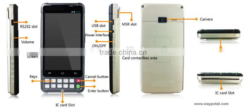 Android 4.2 RFID POS/ Payment POS Terminal with Barcode Scanner, 3G,WIFI,NFC