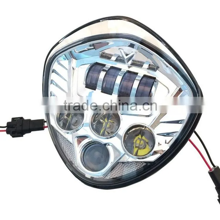 Black/Chrome LED Headlight 40W Front Driving Lamp IP67 6000K Lights For Victory Motorcycle Cross Country Cross Roads Models