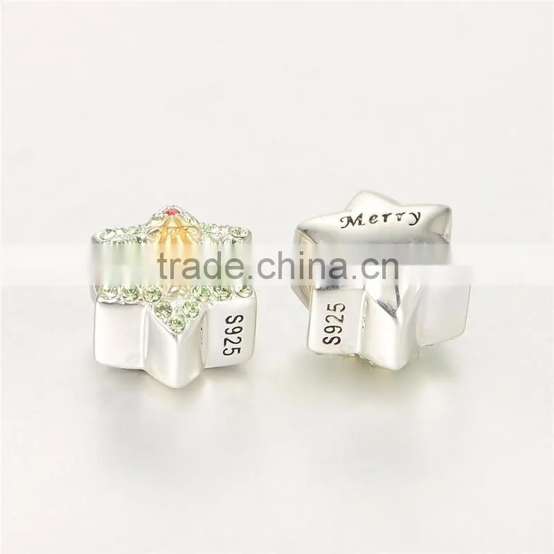 European Beads Gold Christmas Tree Diy Silver Charm For Bracelets