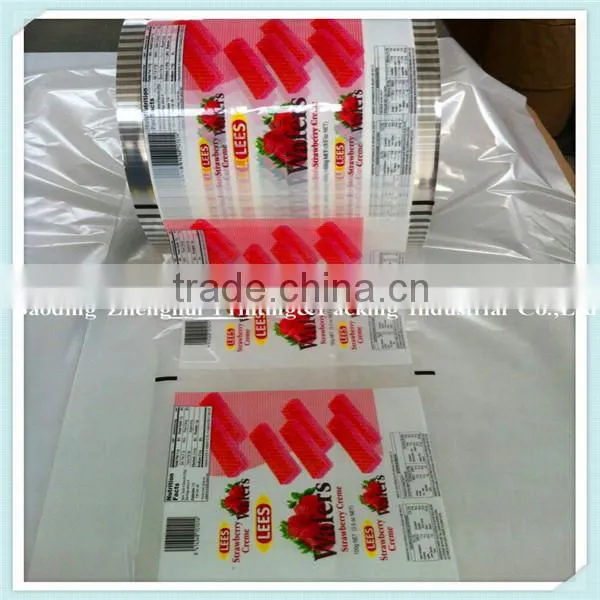 China printed Plastic Food Packing Film bag by plastic film sealer