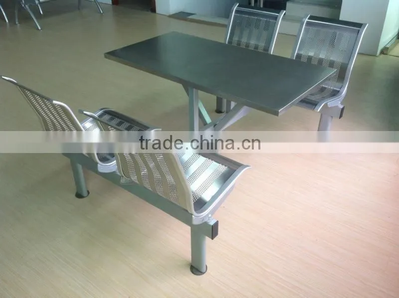 Stainless steel fast food resturant table and chair set