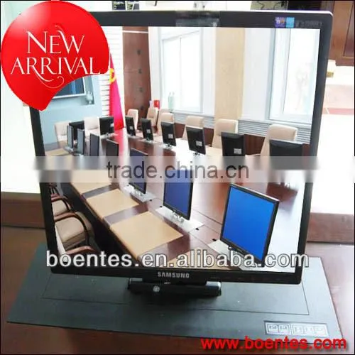 22 Inch motorized lcd lift system with Aluminum wire drawing panel/desktop electric pop up lift