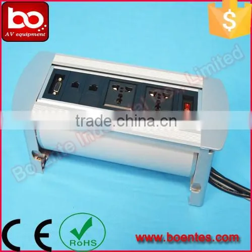 Conference Table Socket for Aluminum Silver Desktop Manual Rotating Power Socket with Switch