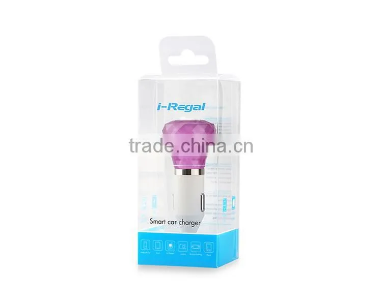 factory CE ROSH certification New design portable dual USB car charger 2.1A with high quality
