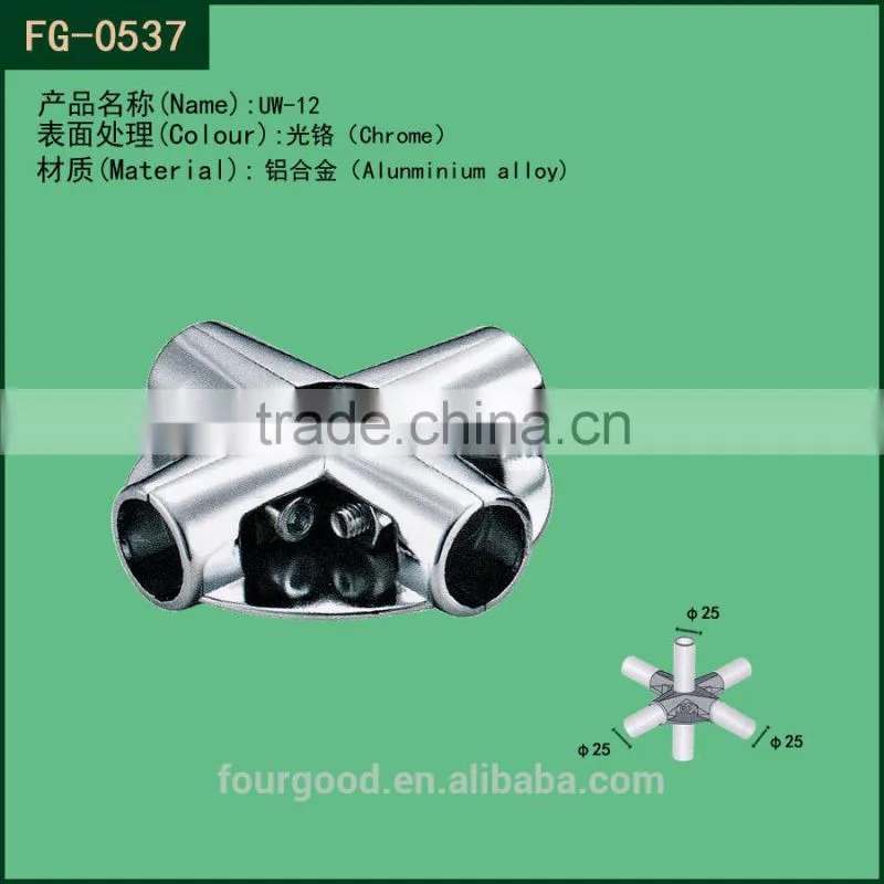 chrome round pipe three way Connector