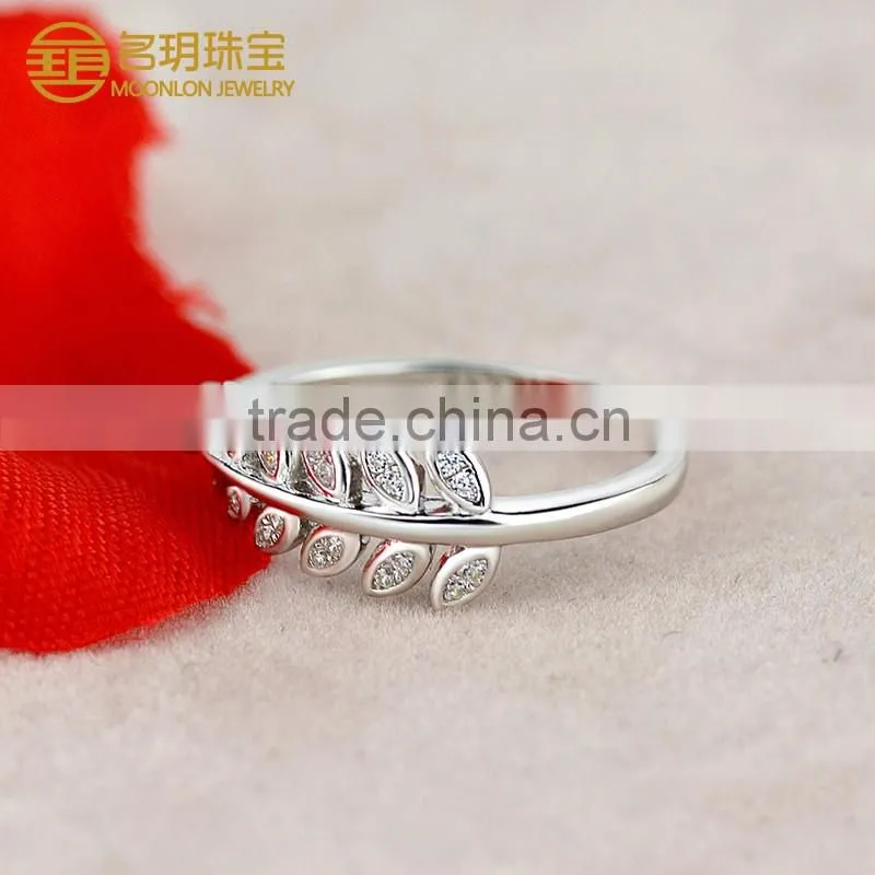 Factory directly wholesale 925 sterling silver lucky leaves gemstone rings