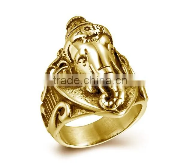 18K gold indian mens elephant ring